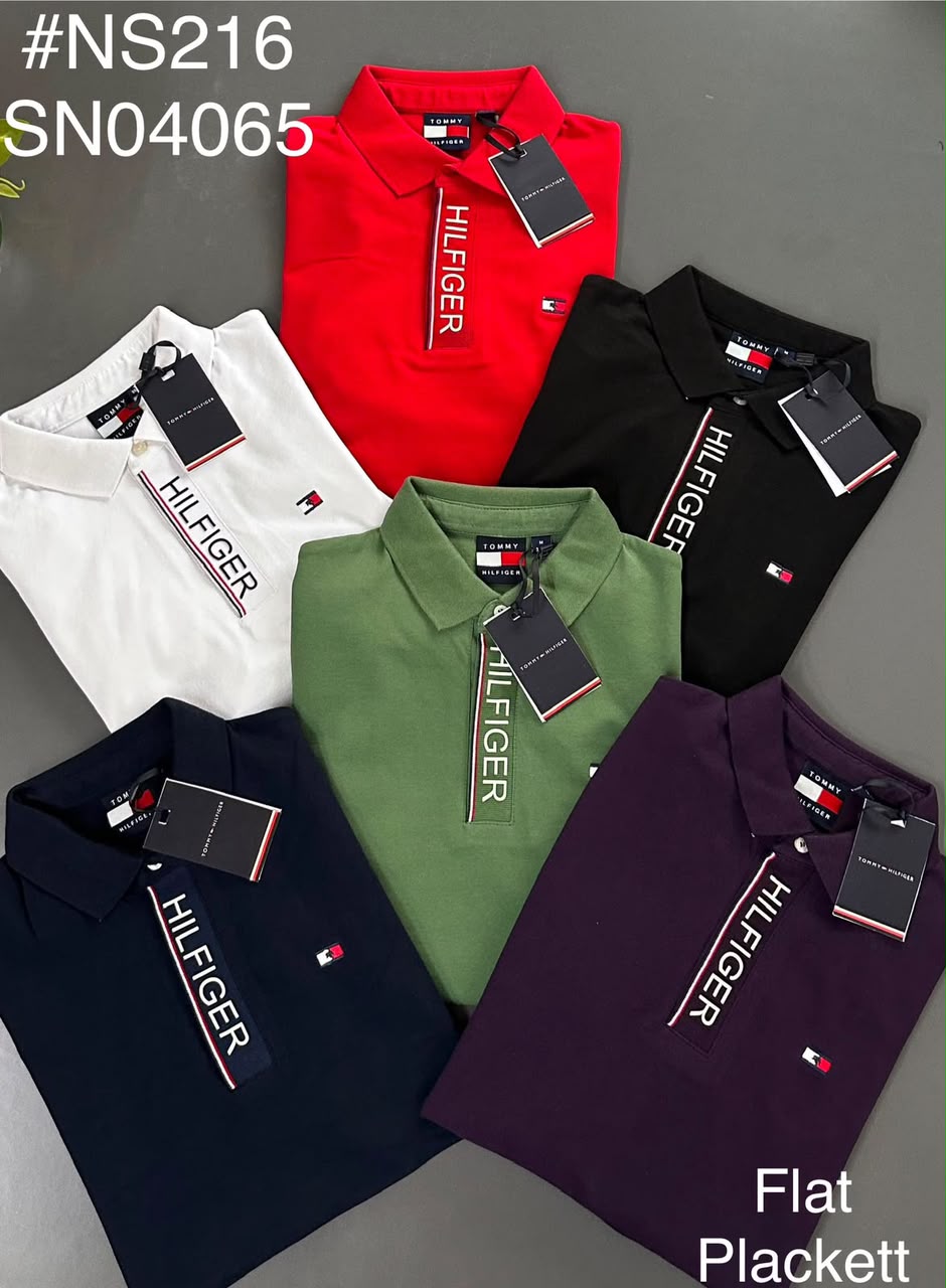 Flat Placket Typography Polo Tee